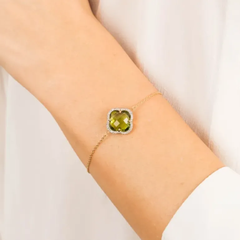 BRACELET VICTORIA DIAMANTS PERIDOT + DIAMANTS OR JAUNE