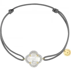 BRACELET VICTORIA DIAMANT CORDON GRIS NACRE BLANCHE OR JAUNE