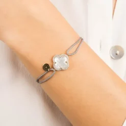 BRACELET VICTORIA DIAMANT CORDON GRIS NACRE BLANCHE OR JAUNE