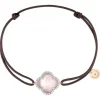 BRACELET VICTORIA DIAMANT CORDON TAUPE QUARTZ ROSE MILKY OR ROSE