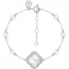 BRACELET VICTORIA PERLES ET NACRE BLANCHE + DIAMANTS OR BLANC
