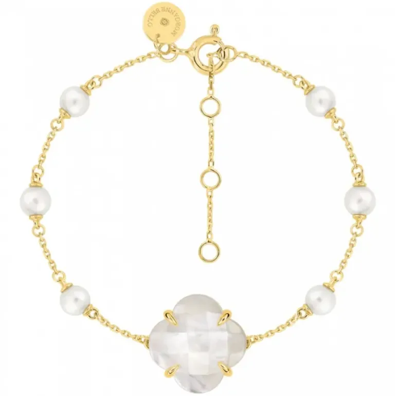 BRACELET VICTORIA PERLES ET NACRE BLANCHE OR JAUNE
