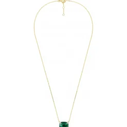 COLLIER AGATE VERTE COUSSIN + DIAMANTS OR JAUNE