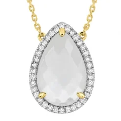 COLLIER ALMA NACRE BLANCHE ET DIAMANTS OR JAUNE