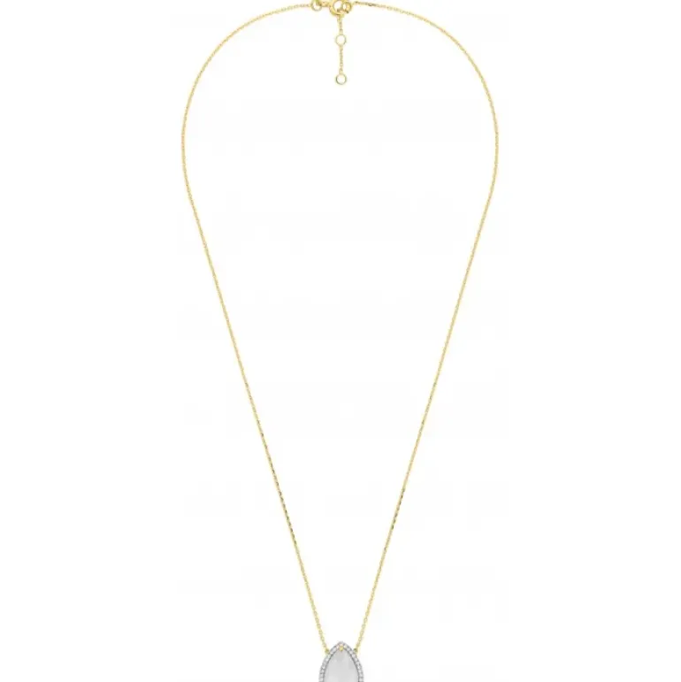 COLLIER ALMA NACRE BLANCHE ET DIAMANTS OR JAUNE