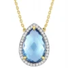 COLLIER ALMA TOPAZE SWISS BLUE ET DIAMANTS OR JAUNE