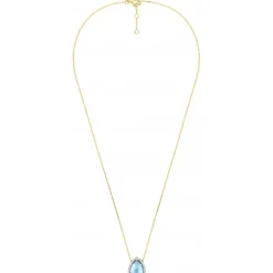COLLIER ALMA TOPAZE SWISS BLUE ET DIAMANTS OR JAUNE