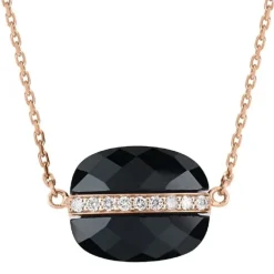 COLLIER AURORE ONYX ET DIAMANTS OR ROSE