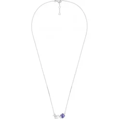 COLLIER BOUQUET NACRE BLANCHE ET IOLITE + DIAMANTS OR BLANC