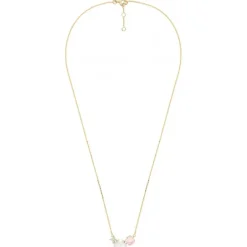 COLLIER BOUQUET NACRE BLANCHE ET QUARTZ ROSE + DIAMANTS OR JAUNE