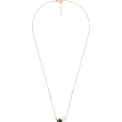 COLLIER BOUQUET ONYX & DIAMANTS ET NACRE BLANCHE + DIAMANTS OR ROSE