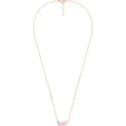 COLLIER BOUQUET OPALE ET QUARTZ ROSE + DIAMANTS OR ROSE
