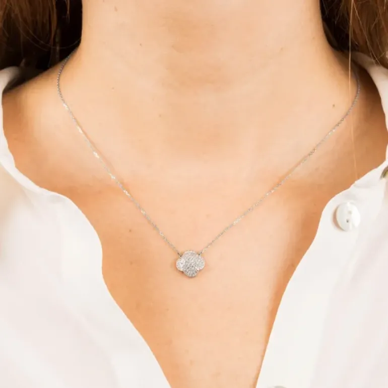 COLLIER CHANCE DIAMANTS SERTIS OR BLANC