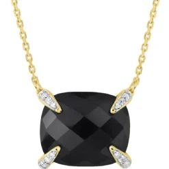 COLLIER ONYX COUSSIN + DIAMANTS OR JAUNE