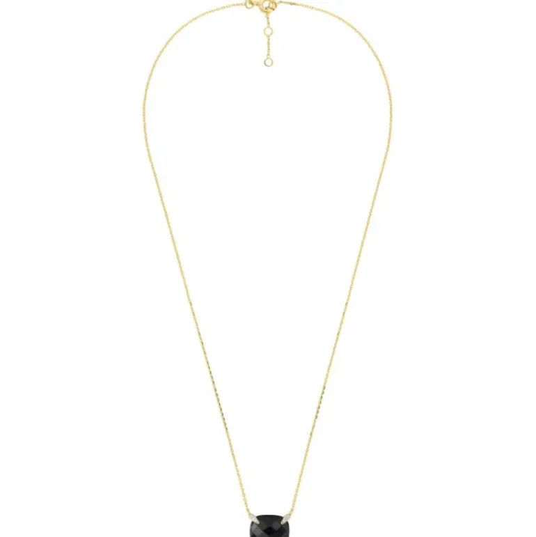 COLLIER ONYX COUSSIN + DIAMANTS OR JAUNE