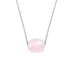 COLLIER OR BLANC COUSSIN QUARTZ ROSE POUDRE
