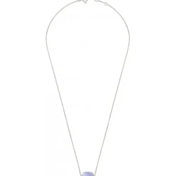 COLLIER OR BLANC COUSSIN AGATE BLEUE DENTELLE