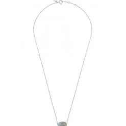 COLLIER OR BLANC COUSSIN LABRADORITE