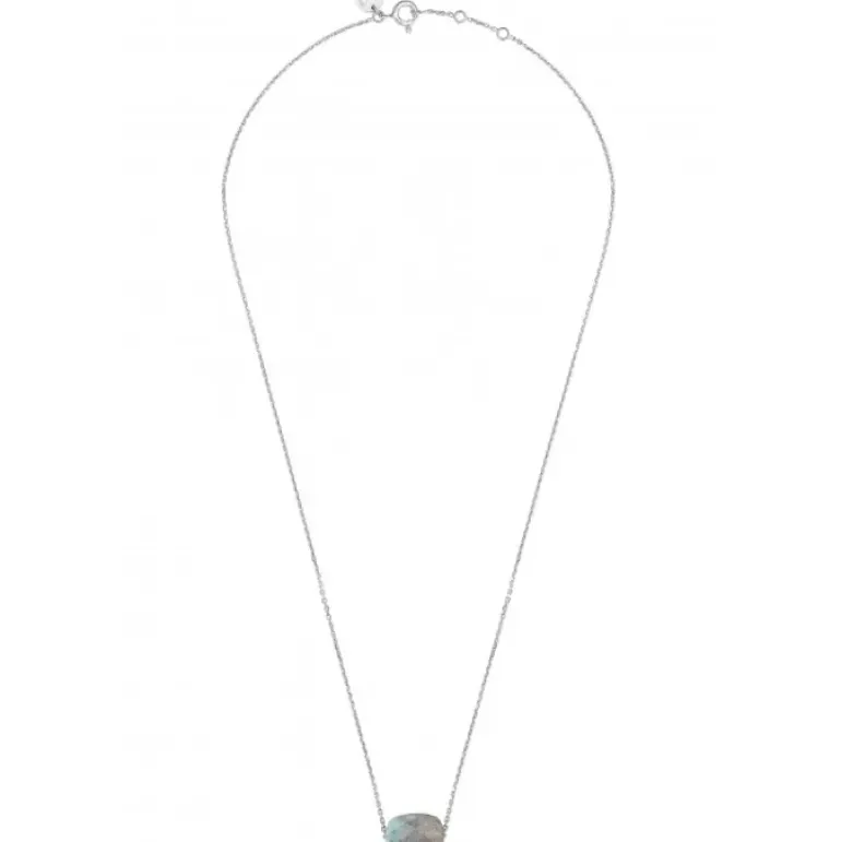 COLLIER OR BLANC COUSSIN LABRADORITE