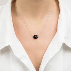 COLLIER OR BLANC COUSSIN ONYX