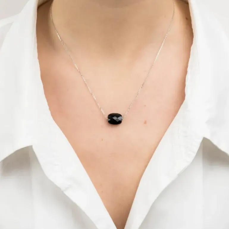 COLLIER OR BLANC COUSSIN ONYX
