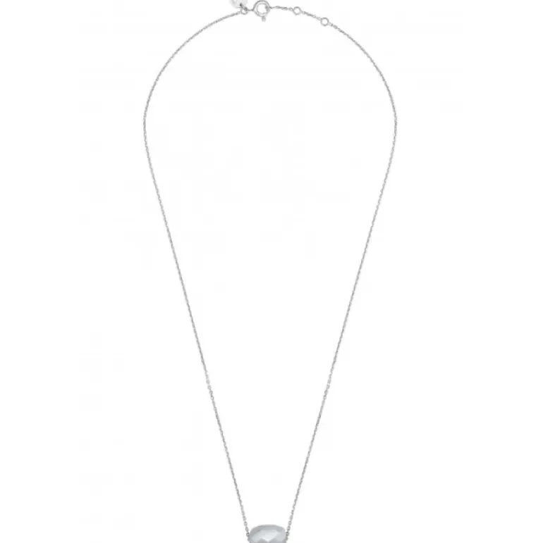 COLLIER OR BLANC COUSSIN PIERRE DE LUNE GRISE