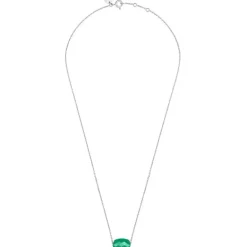 COLLIER OR BLANC COUSSIN AGATE VERTE