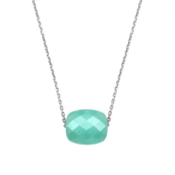COLLIER OR BLANC COUSSIN AMAZONITE