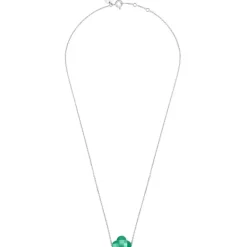COLLIER OR BLANC TREFLE AGATE VERTE