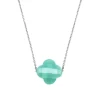 COLLIER OR BLANC TREFLE AMAZONITE