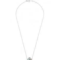 COLLIER OR BLANC TREFLE LABRADORITE