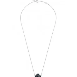 COLLIER OR BLANC TREFLE ONYX