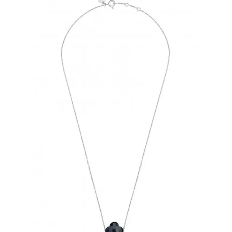 COLLIER OR BLANC TREFLE ONYX