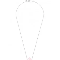 COLLIER OR BLANC TREFLE QUARTZ ROSE POUDRE