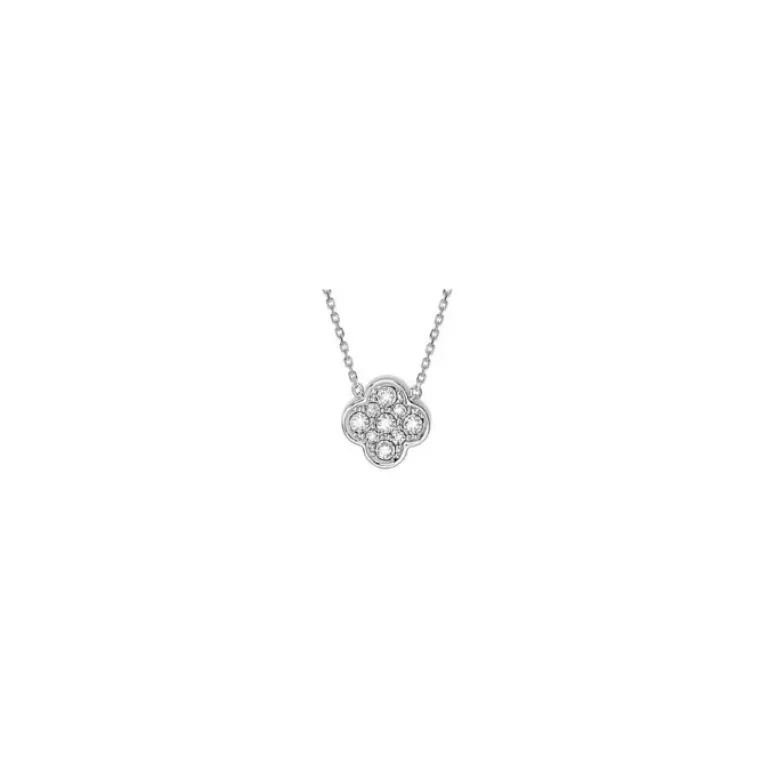 COLLIER OR BLANC TRÈFLE DIAMANTS