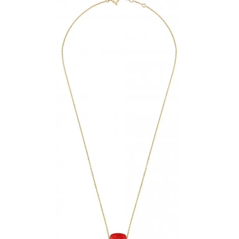COLLIER OR JAUNE COUSSIN CORNALINE