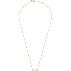 COLLIER OR JAUNE COUSSIN QUARTZ ROSE POUDRE