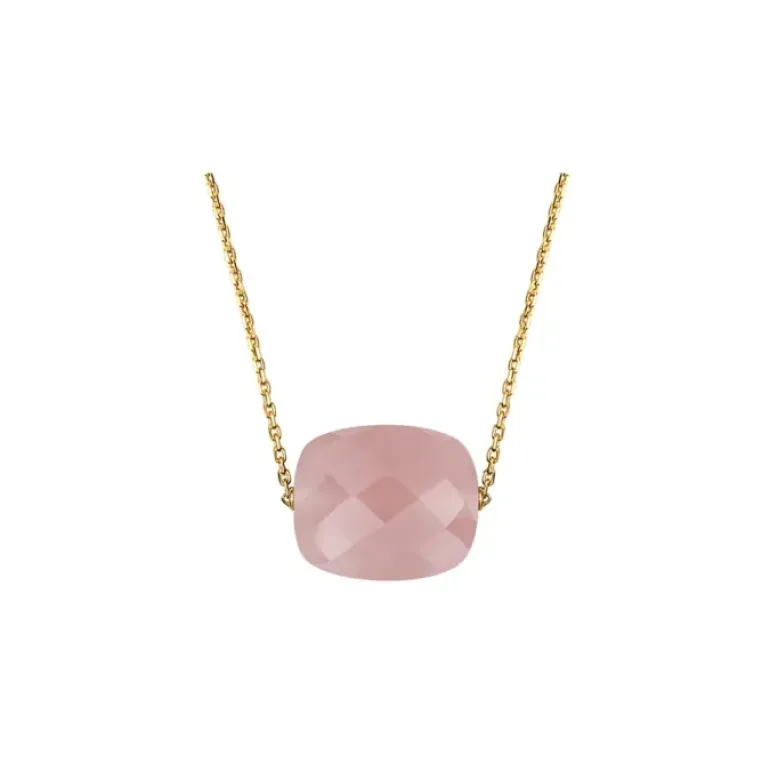 COLLIER OR JAUNE COUSSIN QUARTZ GUAVA