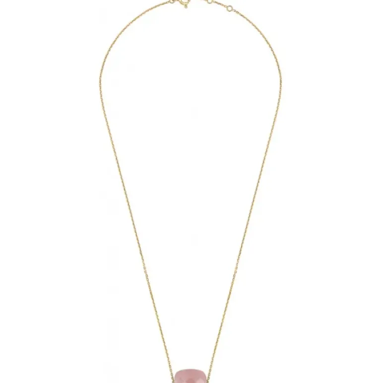 COLLIER OR JAUNE COUSSIN QUARTZ GUAVA