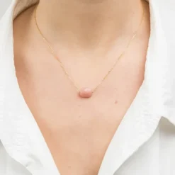 COLLIER OR JAUNE COUSSIN QUARTZ GUAVA