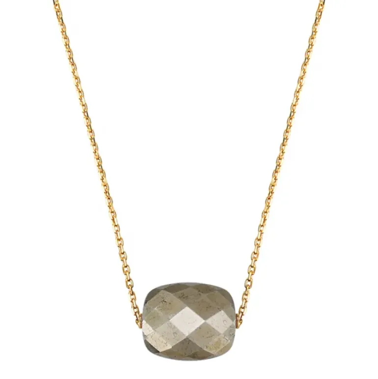 COLLIER OR JAUNE COUSSIN PYRITE