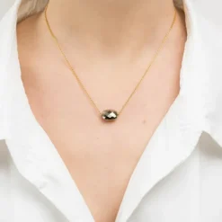 COLLIER OR JAUNE COUSSIN PYRITE