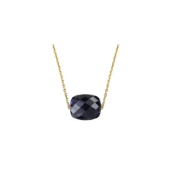 COLLIER OR JAUNE COUSSIN PIETERSITE BLEUE