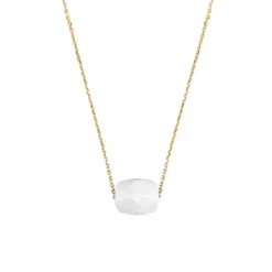 COLLIER OR JAUNE COUSSIN AGATE BLANCHE