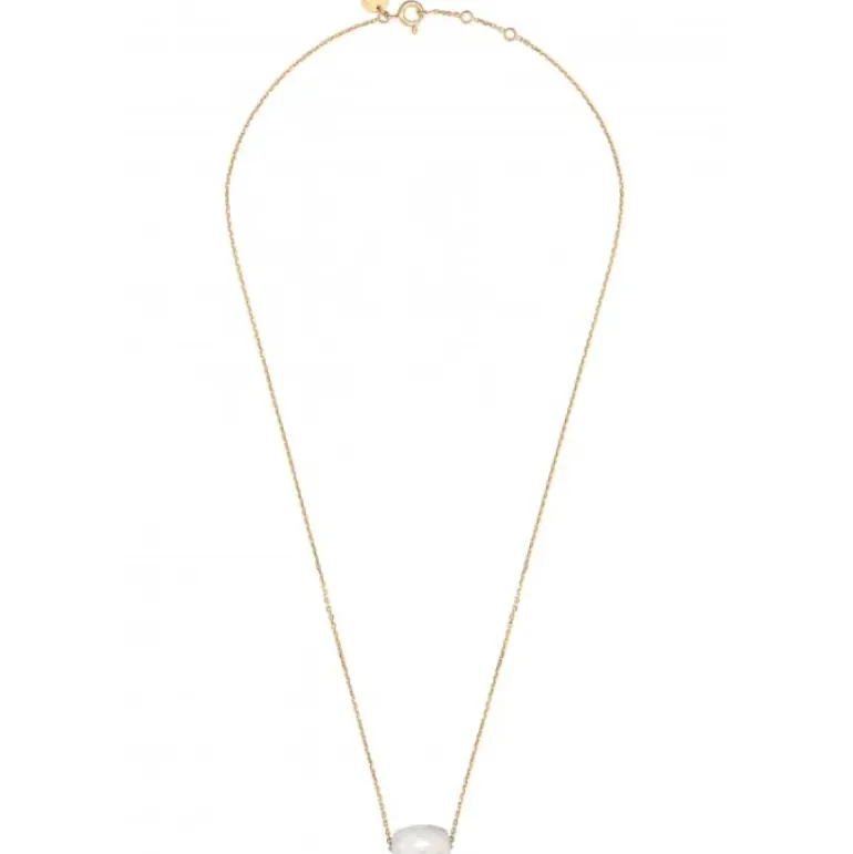 COLLIER OR JAUNE COUSSIN AGATE BLANCHE