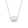 COLLIER OR JAUNE COUSSIN AGATE BLEUE DENTELLE