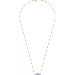 COLLIER OR JAUNE COUSSIN AGATE BLEUE DENTELLE