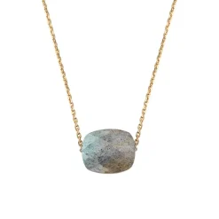 COLLIER OR JAUNE COUSSIN LABRADORITE