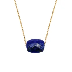 COLLIER OR JAUNE COUSSIN LAPIS LAZULI