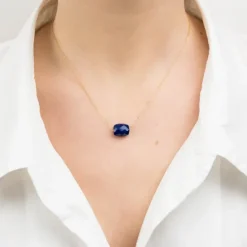 COLLIER OR JAUNE COUSSIN LAPIS LAZULI